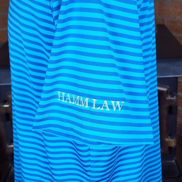 Black Quail Blue Striped Polo Shirt The Par - Tee  Size M - Picture 5 of 8